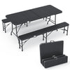 Ensemble de Table et bancs camping pliables 180cm HDPE Style Polyrotin noir - vounat.shop
