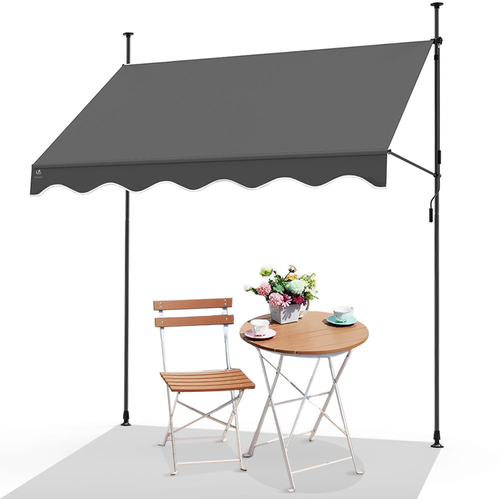 Auvent retractable manuel sans percage 200cm Gris - vounat.shop