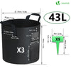 Lot 3 sacs de plantation non tisse avec fenetre velcro et poignee 43L Noir - vounat.shop