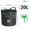 Lot de 5 sacs de plantation non tisse 20L avec poignee Noir - vounat.shop