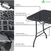 Ensemble de Table et bancs camping pliables 180cm HDPE Style Polyrotin noir - vounat.shop
