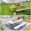 Ensemble de Table et bancs camping pliables 180cm HDPE blanc - vounat.shop