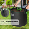 Lot 5 sacs de plantation non tisse 65L avec poignee Noir - vounat.shop