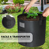 Lot 3 sacs de plantation non tisse avec fenetre velcro et poignee 43L Noir - vounat.shop