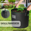 Lot 5 sacs de plantation non tisse 30L avec poignee Noir - vounat.shop