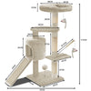 Arbre à Chat 112cm avec Griffoir Plateforme Niche L Beige - vounat.shop