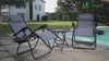Chaise longue inclinable en textilene avec porte gobelet et portable gris Lot de 2